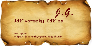 Jávorszky Géza névjegykártya