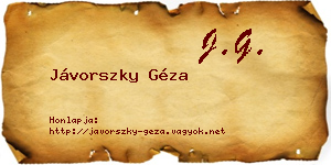 Jávorszky Géza névjegykártya