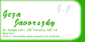 geza javorszky business card